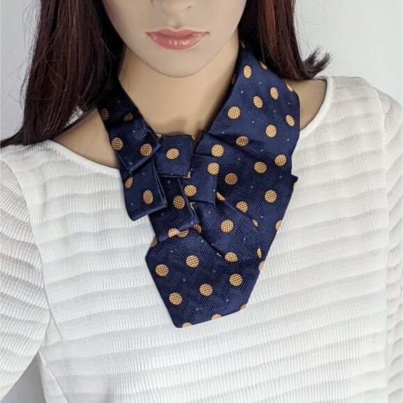 Polka Dot Ascot Tie - Unique Scarf - Corporate Fashion. - Picture 3 of 7